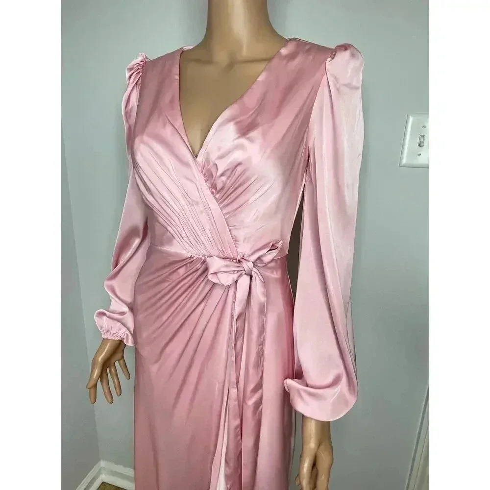 IEENA for Mac Duggal satin draped faux wrap evening gown light pink size 4 NWT - Picture 4 of 12
